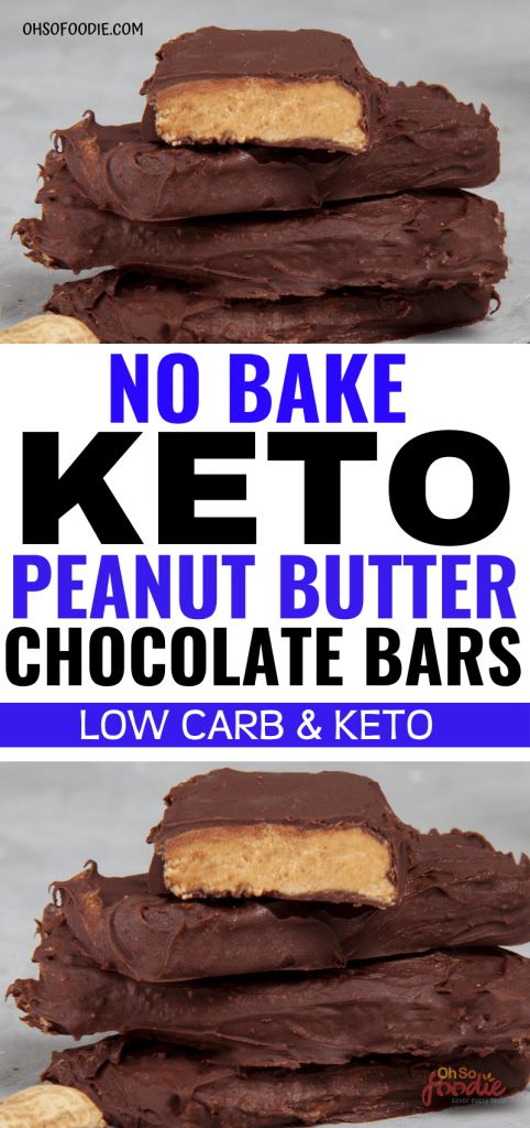 No bake keto peanut butter chocolate bars! I love this yummy no carb no sugar no flour keto dessert. These are a great way to enjoy an easy no bake keto dessert made with peanut butter! #keto #ketodesserts #ketodiet #nobakedesserts