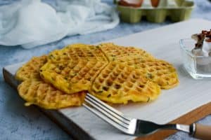 2 Ingredient Keto Egg And Cheese Chaffles - Oh So Foodie