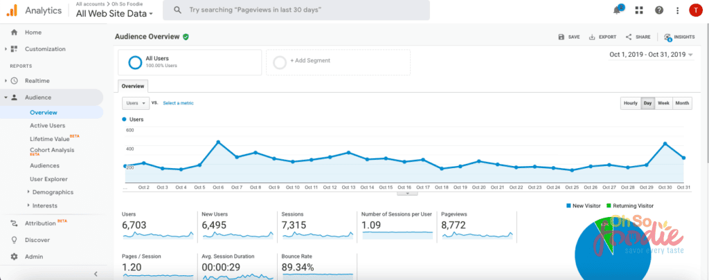 food blog traffic report month 6