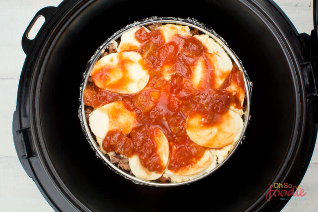 making keto lasagna in an instant pot