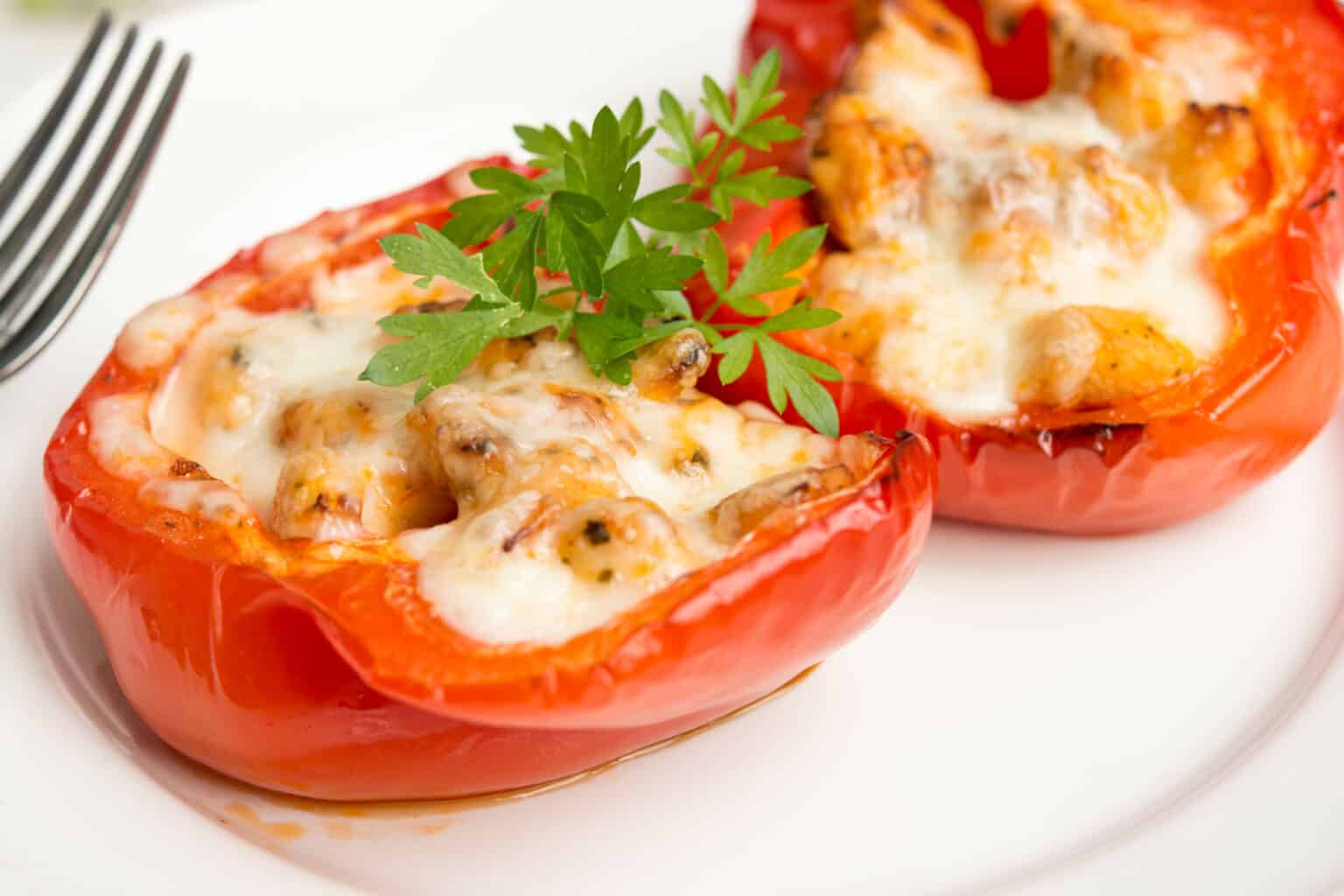 Keto Chicken Stuffed Peppers - Oh So Foodie