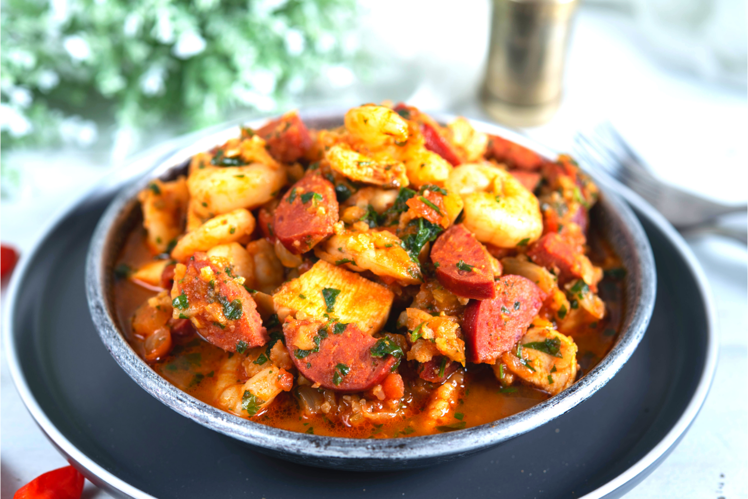 Keto Cauliflower Jambalaya With Chicken Shrimp And Sausage Oh So Foodie