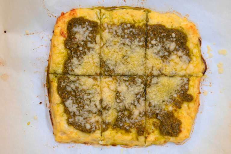 Keto Cauliflower Flatbread Recipe (With Pesto & Parmesan) Oh So Foodie