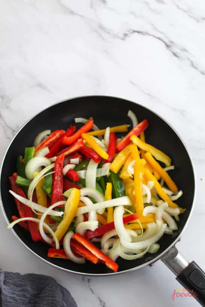 chopped vegetables for fajita vegetables