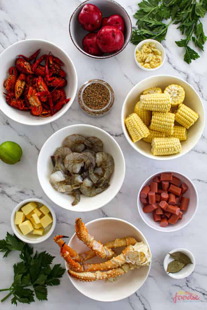 ingredients for seafood bag boil 