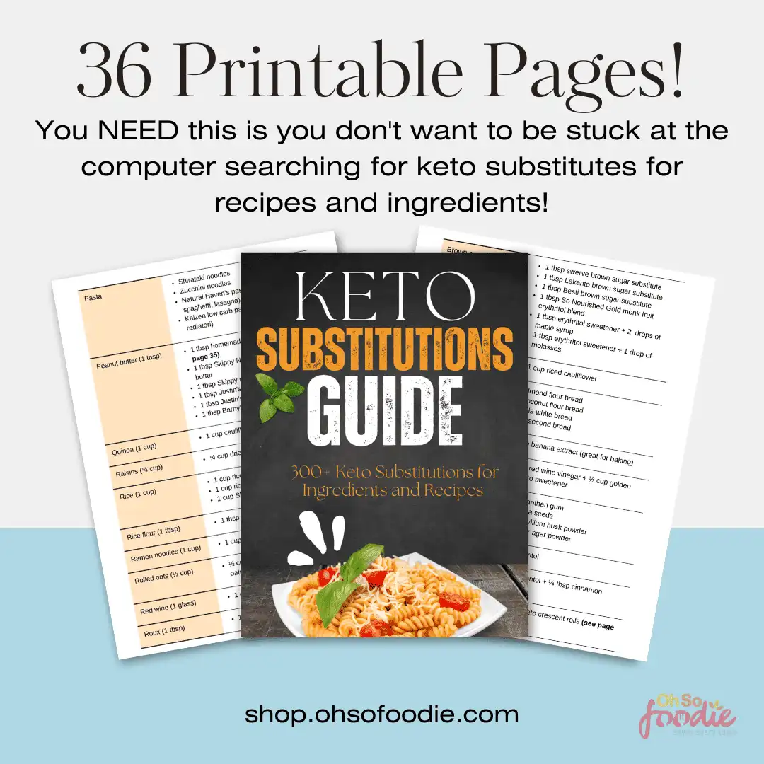 The Keto Substitutions Guide - 300+ Keto Substitutes For Ingredients, Recipes and more! - PDF Printable