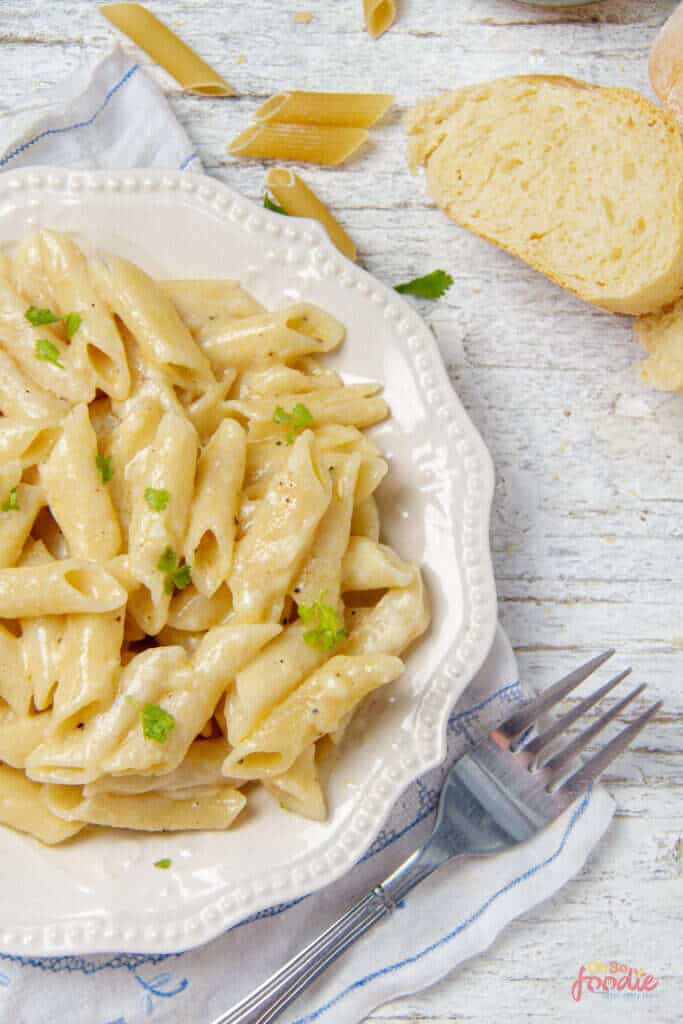 Alfredo pasta with Half and half