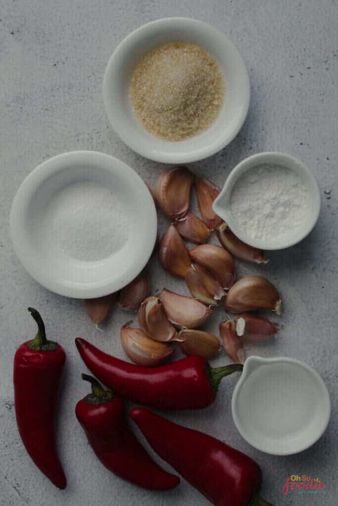 ingredients for sweet chili sauce