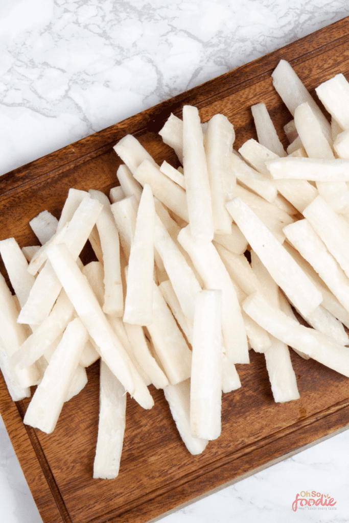 chopped jicama for fries