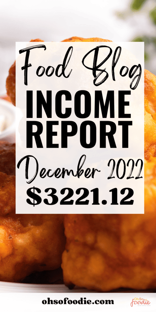 Food blog Income Report December 2022