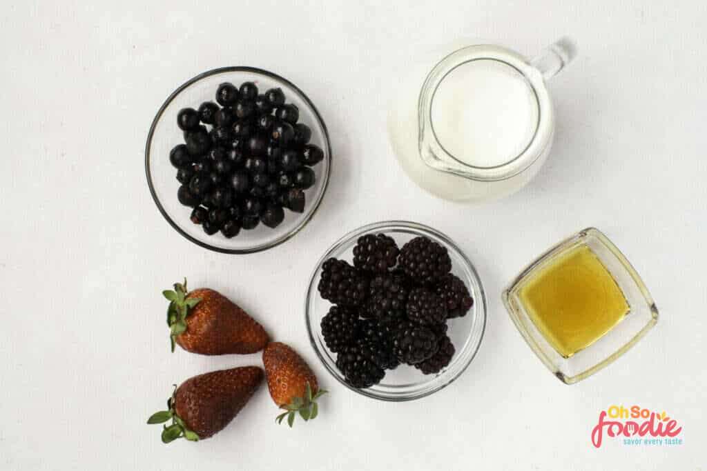Ingredients for mixed berry smoothie