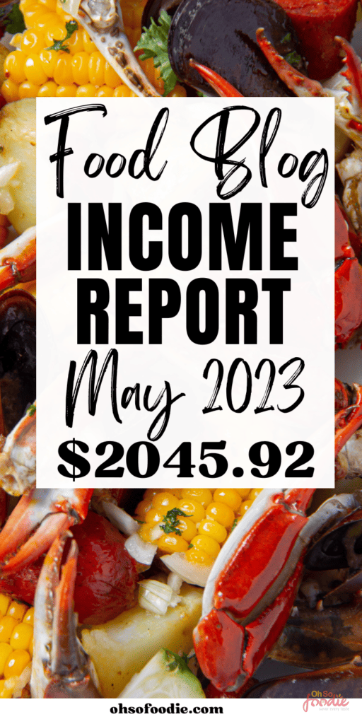 Rapport sur les revenus du blog alimentaire mai 2023